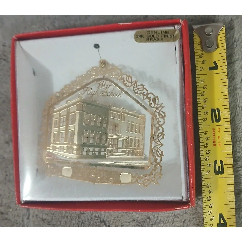Nation's Treasures Weir High‎ School Kansas 24K Gold Finish Brass Ornament Boxed